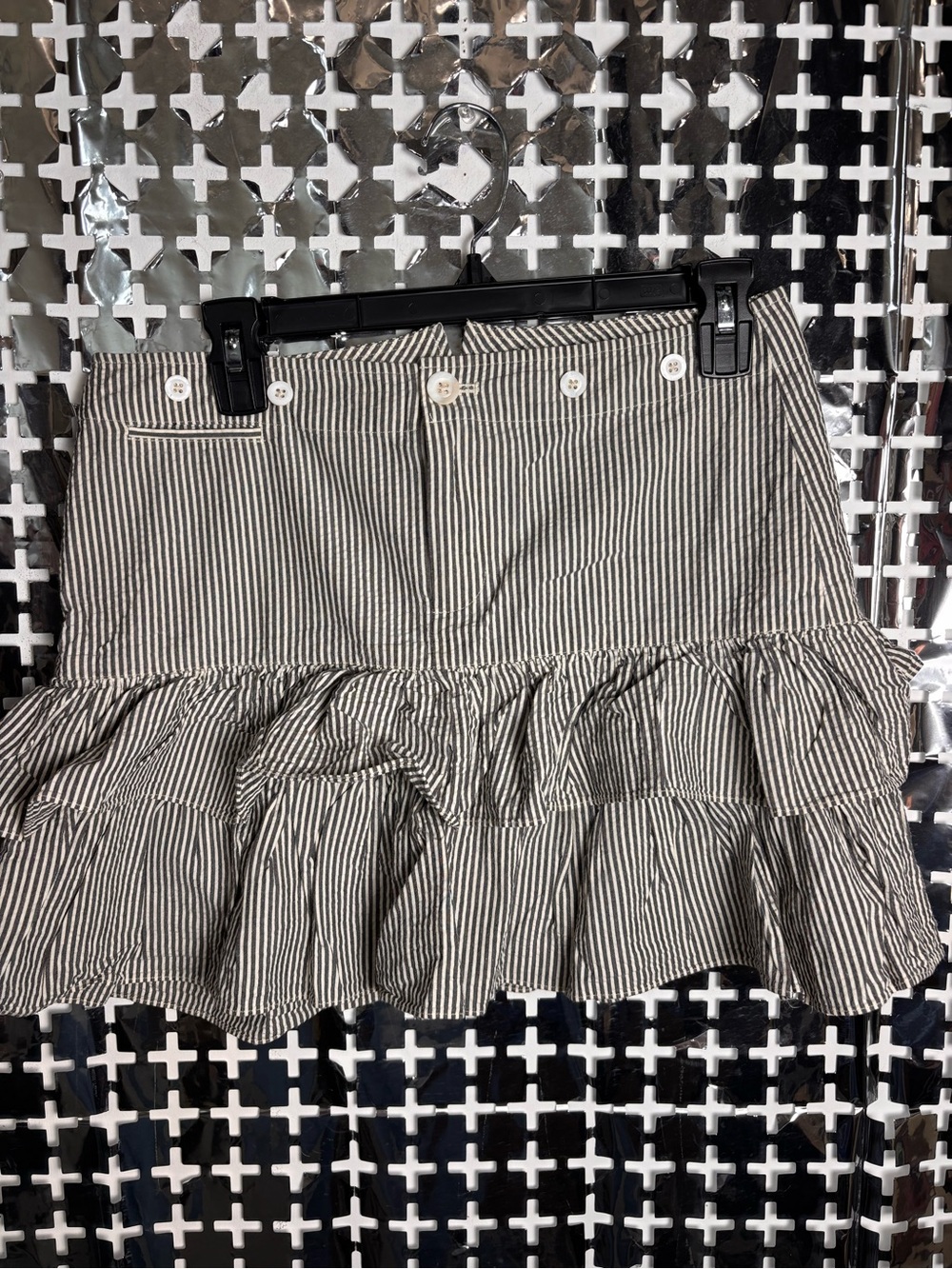 Ralph Lauren Black & White Striped Ruffle Mini Skirt